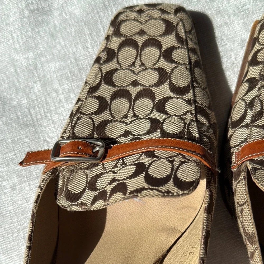 Coach Brown Signature Mules with Rounded Toe (8)